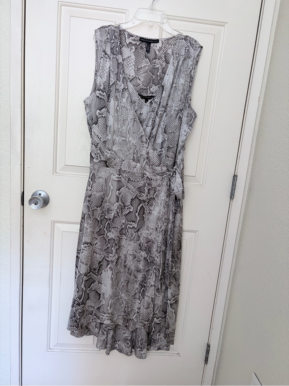 White House Black Market Gray midi Snake-Print Sleeveless Wrap Dress
